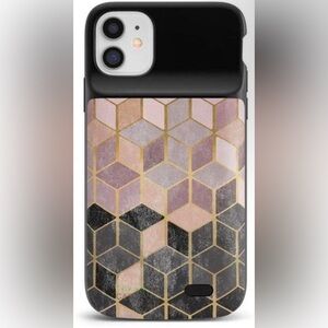 Stylish Geometric Phone Case - Black and Gold